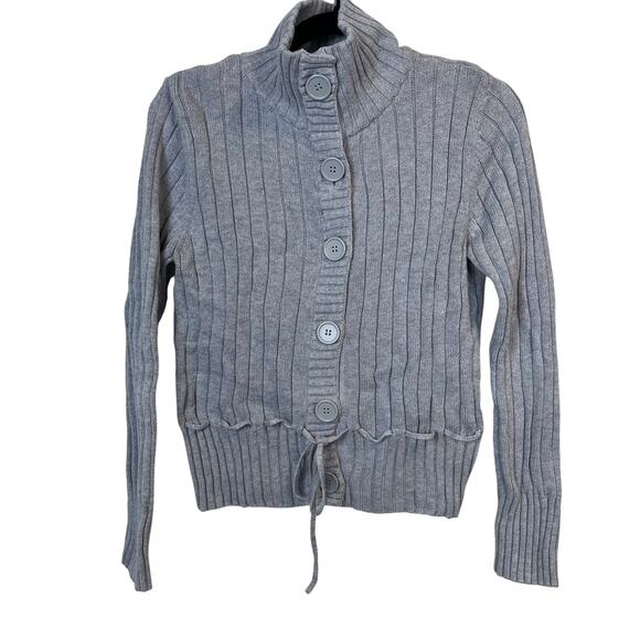 Faded Glory Sweaters - Faded Glory Gray Ribbed Button Sweater